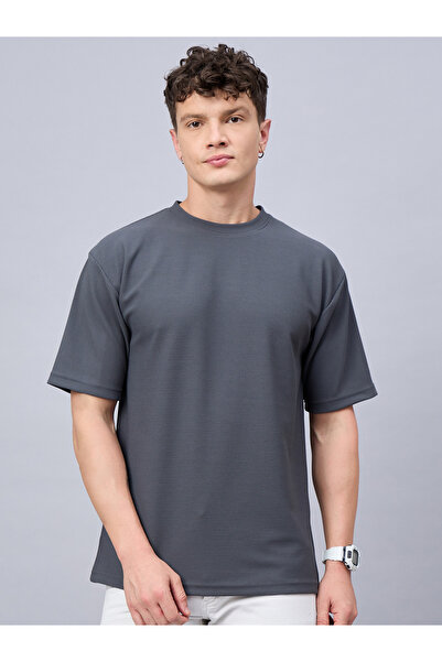 REPRISE By Styli Grey Textured Oversized T-Shirt