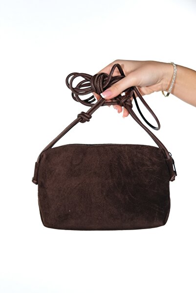 LuviShoes SELSEY Καφέ Σουέτ Γνήσιο Δέρμα Γυναικεία Τσάντα χιαστί