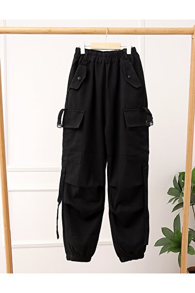 MiniKids Pantaloni imblaniti, Cargo Tactics, negru