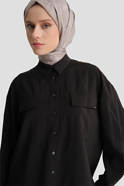 Armine Cepli Modal Tunik Siyah