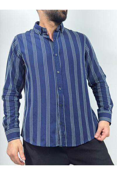 L-KOM Regular Striped Men's Shirt 100% Cotton Relaxed Fit