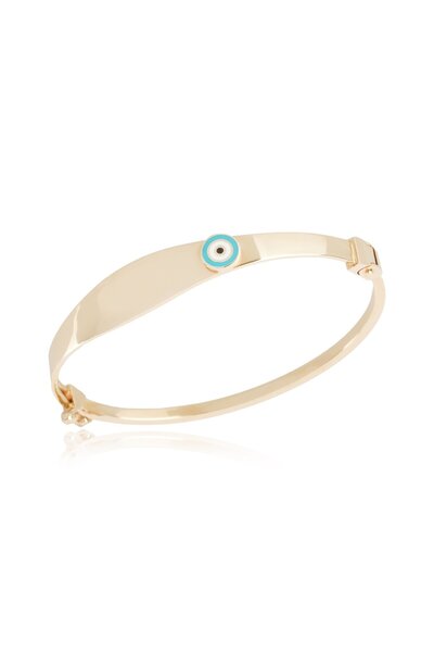 BERK MÜCEVHERAT 14 Ayar Altın Turkuaz Göz Çocuk Kelepçesi