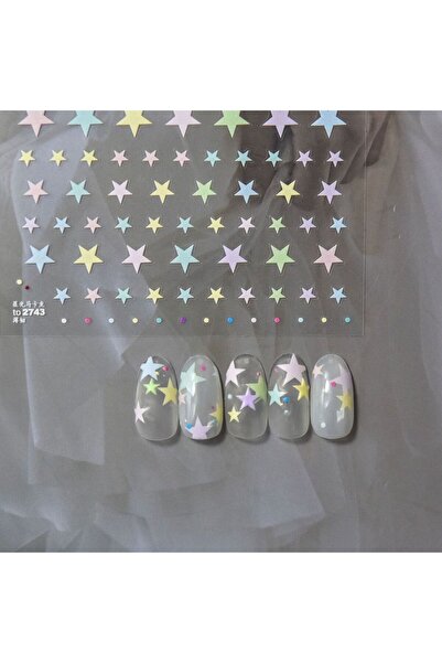Choice3 1Pcs Shiny Metal Nail Stickers Cute Grid Patterned Star Bows Star Jew...