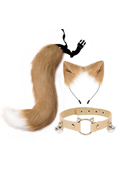 Choice4 طوق شعر لطيف مكون من 3 قطع، طول 50 سم، بتصميم رقم 7، يتضمن آذان ثعلب ...