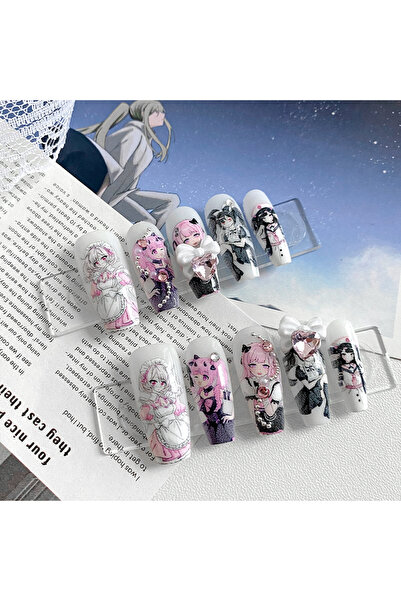 Choice1 SJ0349-M ١٠ قطع من الأظافر الاصطناعية المصنوعة يدويًا على شكل نعش، أظ...