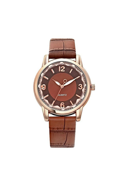 Choice ساعة نسائية فاخرة بحزام جلد وزجاج متعدد الأضلاع، تعمل بنظام كوارتز عصر...