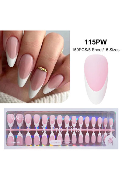 choice2 Q57512-3 مجموعة أطراف أظافر جل فرنسية للضغط، 150/160 قطعة، لون وردي ف...