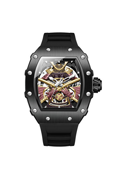 Choice ساعة أونولا رجالية أوتوماتيكية فاخرة من ماركة أونولا، لون أسود وذهبي، ...