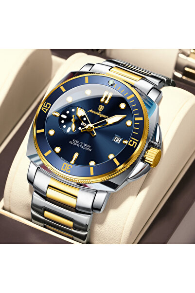 Choice3 873 Gold Blue Original Luxury Men's Watches Luminous Waterproof Date ...