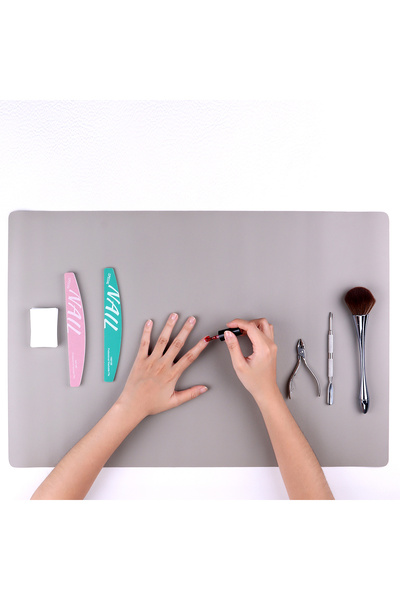 Choice6 40-60cm-grey Nail Art Table Mat, Pink White Soft Microfiber PU Leathe...
