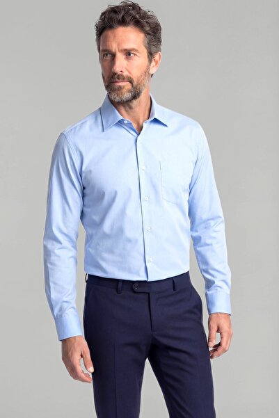 Bisse Regular Fit Classic Collar Blue Cotton Men's Shirt