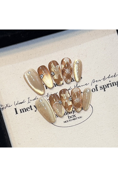 Choice1 مجموعة من 10 قطع من أظافر عيون القطة اللاصقة مع أحجار الراين اللامعة،...