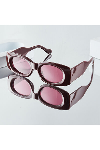 choice2 نظارات نسائية أنيقة بلون أحمر خمري، قطعة واحدة، بتصميم زهري فريد وعصر...