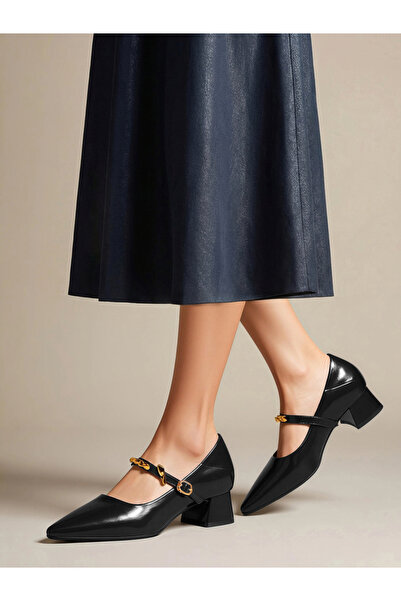 Take Two By Styli Women's Solid Metal Embellished Detail Buckle Pointed Toe P...