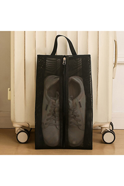 Choice1 حقيبة أحذية سفر سوداء من النايلون، قطعة واحدة، مزودة بسحاب إغلاق، منا...