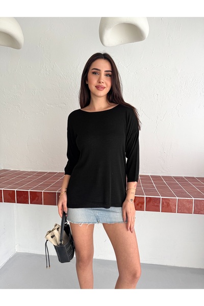 LA POMME Basic Regular Wide Collar Knitwear Blouse Lp77002