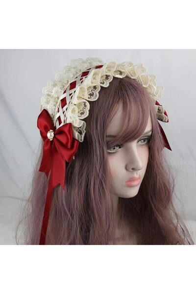 Choice3 طوق رأس نسائي أحمر لطيف من دانتيل ، قطعة واحدة، بتصميم قوطي لوليتا، م...