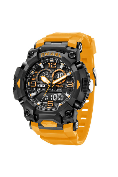 Choice5 ساعة يد رجالية إلكترونية عصرية رياضية أنيقة من سمايل، لون برتقالي، شا...