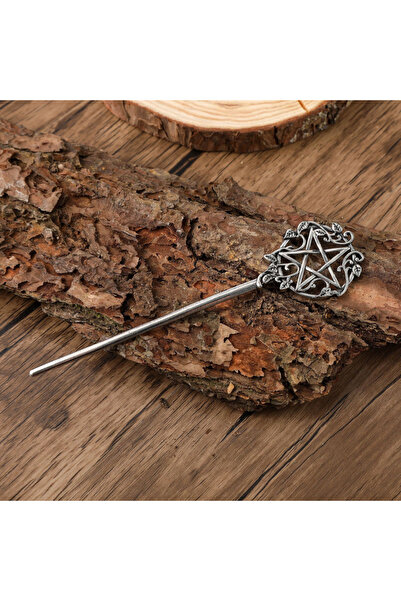 Choice دبوس شعر فضي اللون بتصميم بانك، يتميز بشخصية فريدة، على شكل نجمة خماسي...