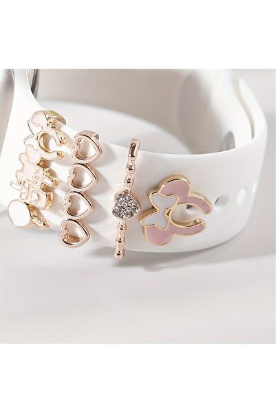 Choice1 إبزيم سوار ساعة مزخرف بتصميم قلب أنيق باللون الذهبي الوردي وحلقة زخرف...