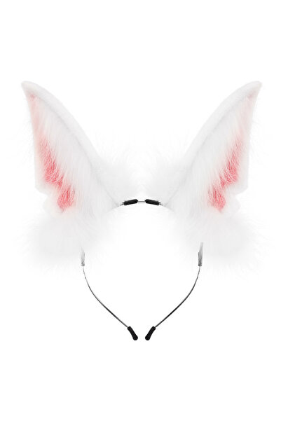 Choice5 Whitepink Handmade Animal Fur Wolf Fox Ears Headband Cosplay Headwear...
