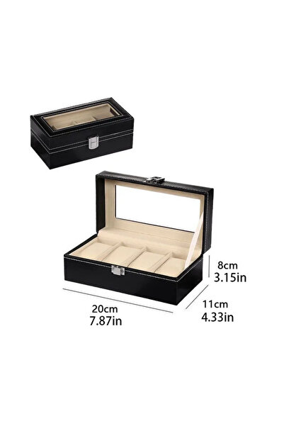 Choice 4 grids PU Leather Watch Box - Transparent Lid Display Case with Soft ...
