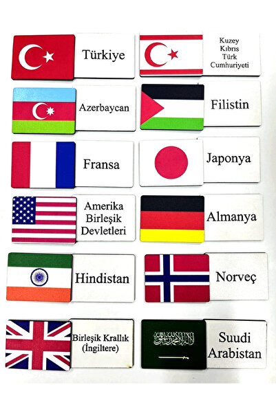 heptex Ahşap Bayraklar ve Ülkeler Eşleştirme Kartları – Eğitici ve Eğlenceli ...