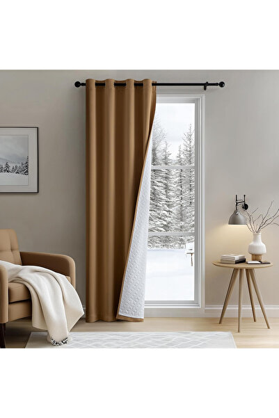 MIULEE Thick thermal curtain, 2-sided, 245 cm high, 132 cm wide, 1 piece, Brown