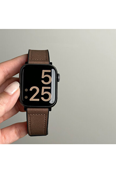 Choice21 سوار ساعة من جلد البني الداكن مع السيليكون، متوفر بأحجام 45، 44، 42،...