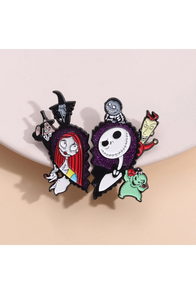 Choice زوج واحد من دبابيس فيلم "كابوس قبل عيد الميلاد" المطلية بالمينا، جاك و...