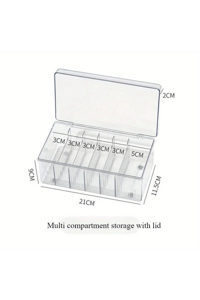 Choice علبة تخزين شفافة بغطاء، مستطيلة الشكل، لأدوات تمديد الرموش، مع حامل لل...