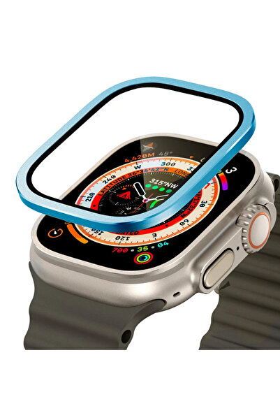 Choice5 واقي شاشة زجاجي مقوى أزرق 4 لساعة Apple Watch Ultra مقاس 49 مم، بإطار...
