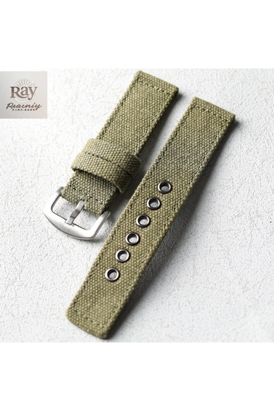 Choice9 20mm Green Silver Buckle Rough style canvas strap, 20MM 22MM 24MM thi...