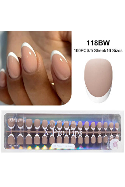 Choice8 Q57512-10 مجموعة أطراف أظافر جل فرنسية للضغط، 150/160 قطعة، لون وردي ...