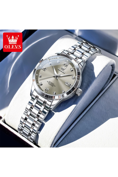 Choice3 Silver Grey OLEVS 9946 Automatic Woman Watch Auto Date Waterproof Lum...