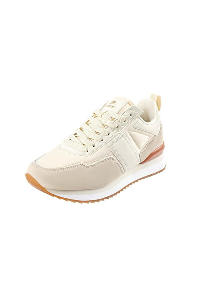 Patrick By Styli Beige Panelled Lace-Up Sneakers