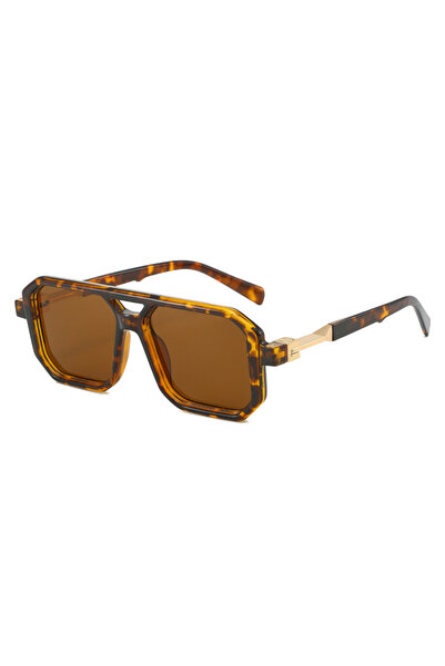 Choice6 Leopard Tea Punk Sunglasses Men Brand Designer Square Sun Glasses UV4...