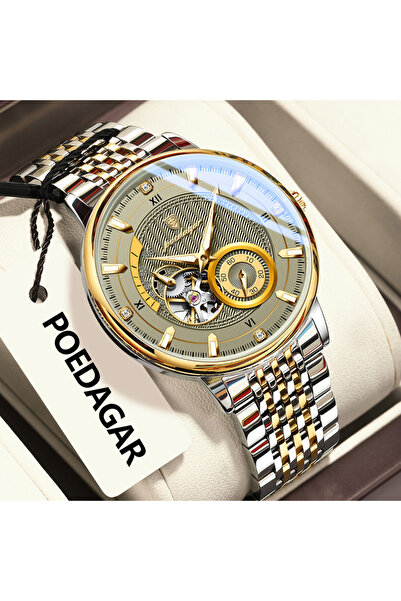 Choice4 ساعة يد رجالية فاخرة من الذهب الرمادي 1416، مزودة بآلية توربيون مجوفة...