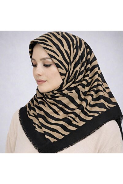 Sinem Emprime Koton Scarf - Black / Caramel-06289-09