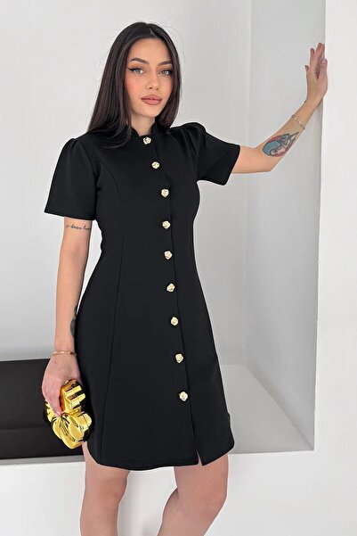 CARLA MARA Дамска рокля с копчета в черно