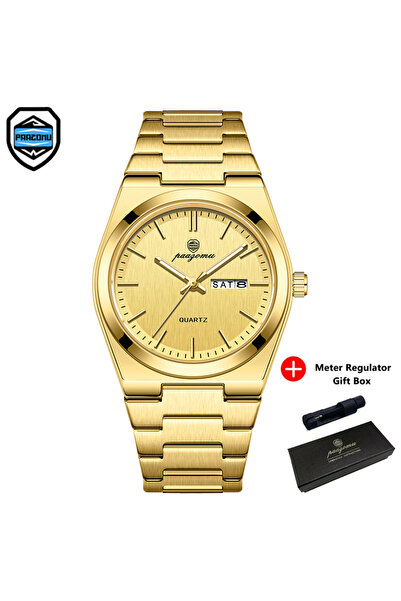 Choice5 ساعة بازومو الذهبية الرجالية الكاجوال المصنوعة من الفولاذ المقاوم للص...