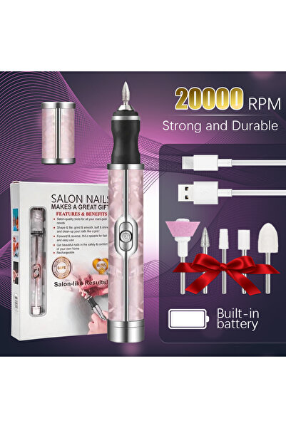 Choice3 مجموعة مبرد أظافر كهربائي وردي اللون، 4 سرعات، أداة لاسلكية لتشكيل حو...