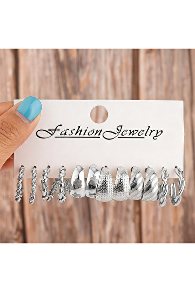 Choice Silvery Bohemian Retro Multi-Shape Geometric Design Hoop Earrings Fash...