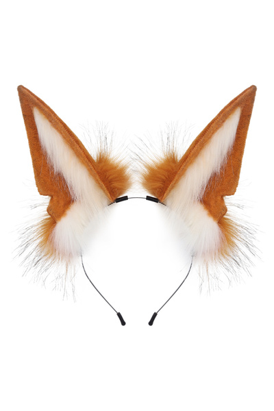 Choice9 طوق رأس مصنوع يدويًا من فرو الحيوانات من فوكس وايت، على شكل آذان ذئب ...