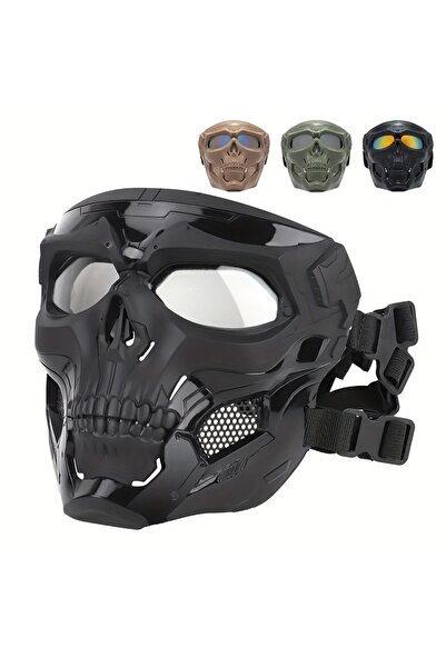 Choice قناع جمجمة أسود مقاوم للرياح الوجه بالكامل - نظارات ملونة، تصميم هيكل ...