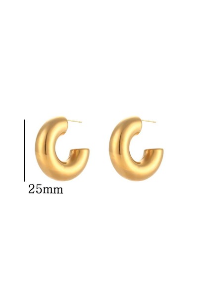 choice2 01 3 Sizes Exaggerated Chunky C Shape Stainless Steel Hoop Earrings f...