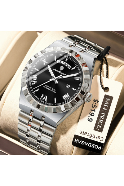 Choice1 675 Silver Black Classic Business Watches For Men Week Date Waterproo...