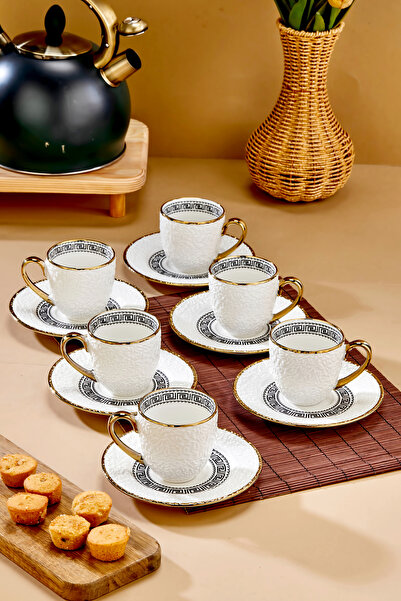 Cooker Aristona 6 Kişilik 180 ml Porselen Duble Çay ve Kahve Fincan Takımı CK...