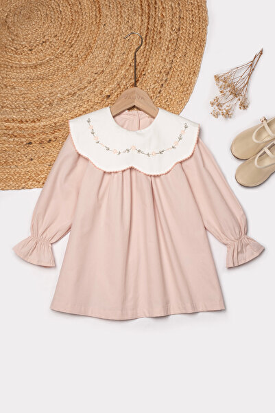 Vauva Rochie brodată pentru fete, cu guler și detalii brodate, rochie de sărb...