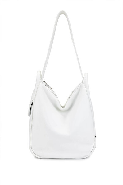 Bruno Rossi Bag Women's Genuine Leather White Backpack & Shoulder Bag
